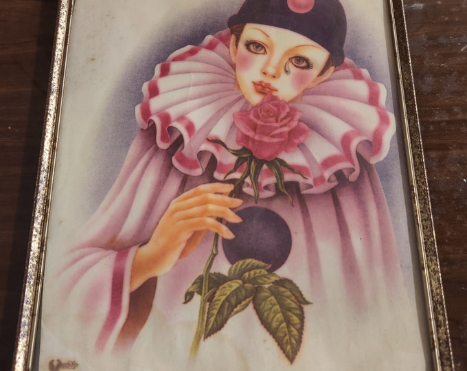 Grand miroir vintage Arlequin Miria Fujita – Scandecor Italie – années 70