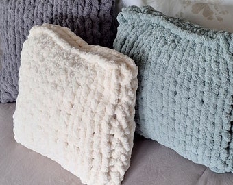 Chunky Knit Pillows/Chunky Knit Square Pillows/Decorative Pillows/Handmade/Home Decor