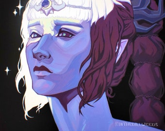 Shadowheart: Daughter of Darkness Baldurs Gate 3 Portrait Fan Art Wall Print