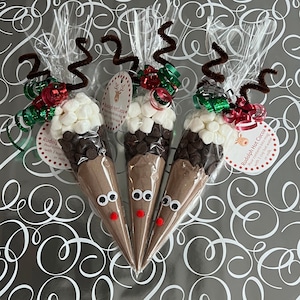 Cocoa Rudolphs, Hot Chocolate Rudolphs, w/ Optional Peppermint Stir Spoons