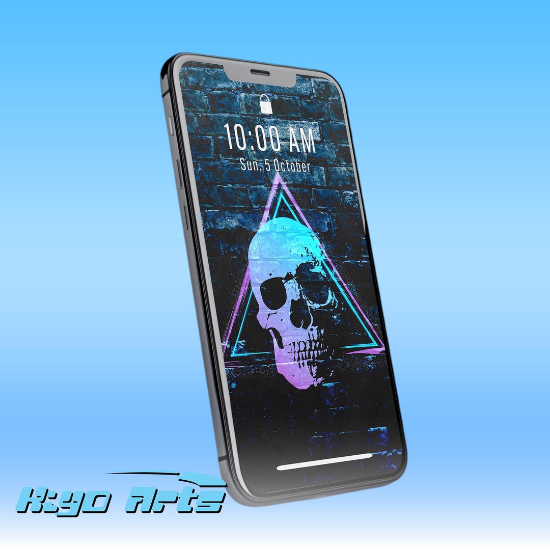 Skull on the Wall Phone Wallpaper Digital Download, Lock Screen Art ...