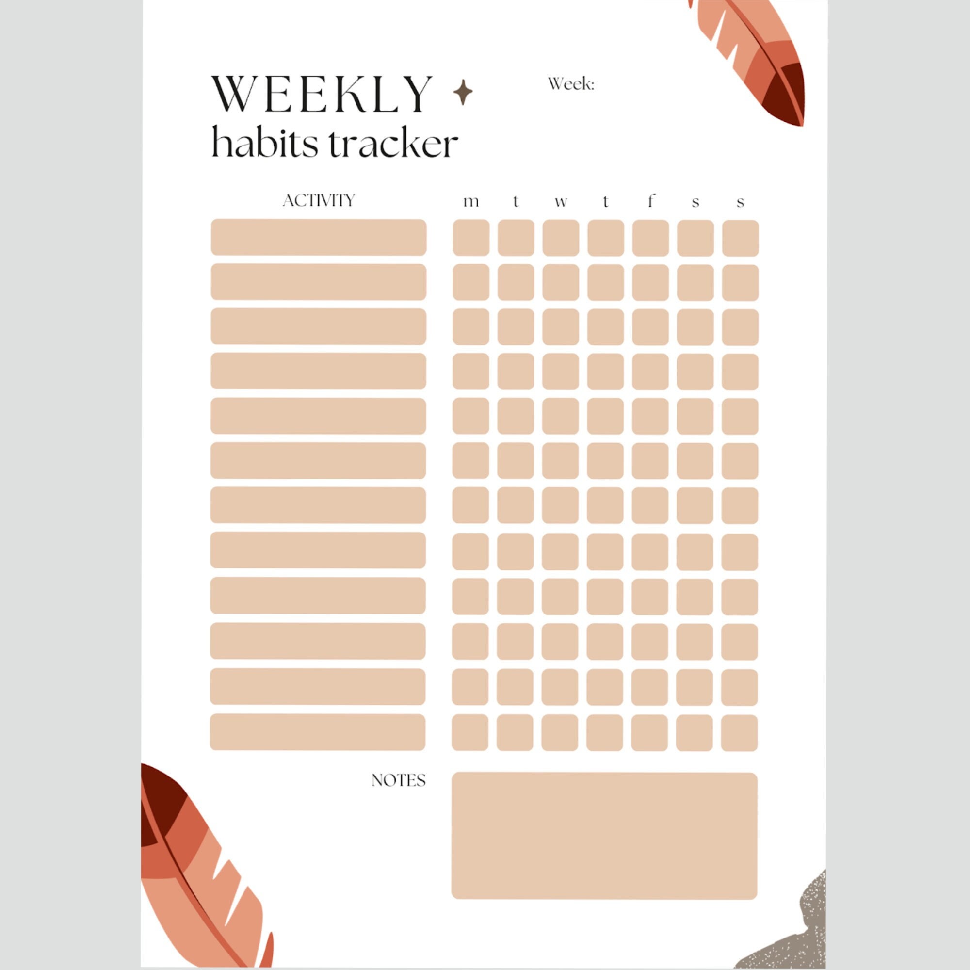 Weekly Habit Tracker PDF Download - Etsy