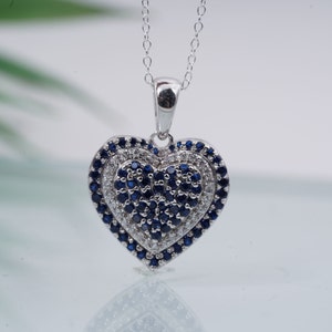 Blue Sapphire Pendant 925 Sterling Silver Pendant Necklace Blue Sapphire Gemstone Pendant Heart Shape Pendant Handmade Sapphire Jewelry