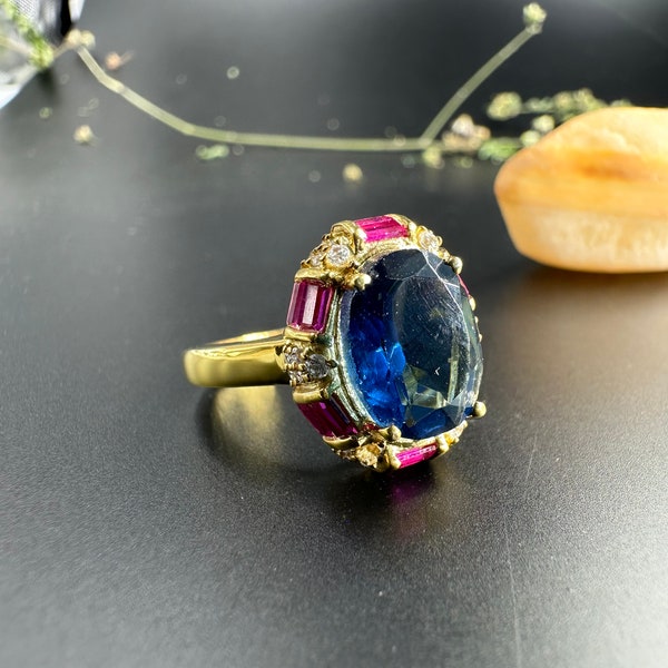 Genuine Grown Royal Blue Oval Sapphire Engagement Ring Women's princess Diana Halo Wedding Ring 925 Silver Blue Gemstone Ring Promise Ring