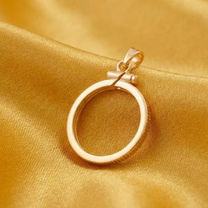 Round Shape Coin bezel for 1 Oz American Eagle Gold Eagle Pendant - 1 Oz Krugerrand 14K Yellow Gold 925 Sterling Silver Coin Creative.