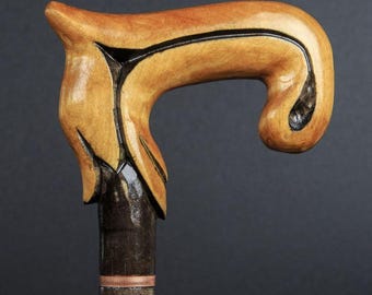 Handmade Wooden Walking Cane with Rose Handle, Elegant Orthopedic Walking Stick