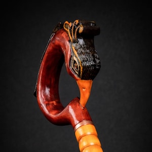 Phoenix Walking stick. Personalized wooden cane. Fantasy walking staff.