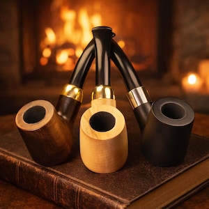 Maple smoking pipe. Tobacco pipe with acrylic stem for 9mm filter. Engraved wood pipe.