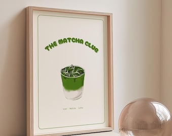 The Matcha Club Printable - Matcha Wall Art - Aesthetic Green Tea Poster - Matcha Lover Gift - Kitchen Cafe Decor Download