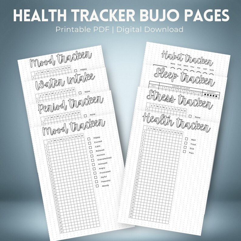 Pre Made Health Tracker Bujo Pages, Printable Bullet Journal, Bujo ...