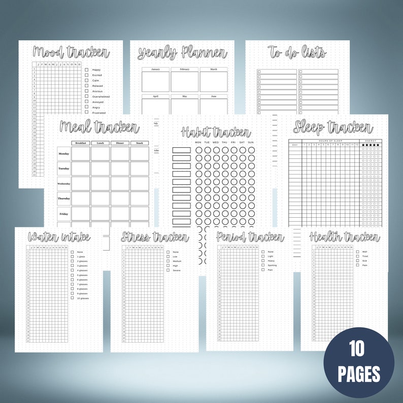 Pre Made Health Tracker Bujo Pages, Printable Bullet Journal, Bujo ...