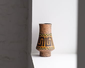 Vintage Strehla Keramik East German Ceramic Aztec Vase, 1960s Mid Century Modern Fat Lava Pottery. MCM. Modernist Decor. 1950s 1970s. WGP