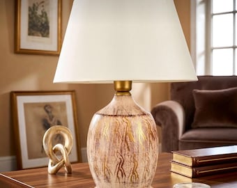 Lampe de table en céramique rustique, éclairage de table fait main, cadeau de décoration intérieure bohème moderne, décoration chaleureuse, abat-jour décoratif fait main en céramique