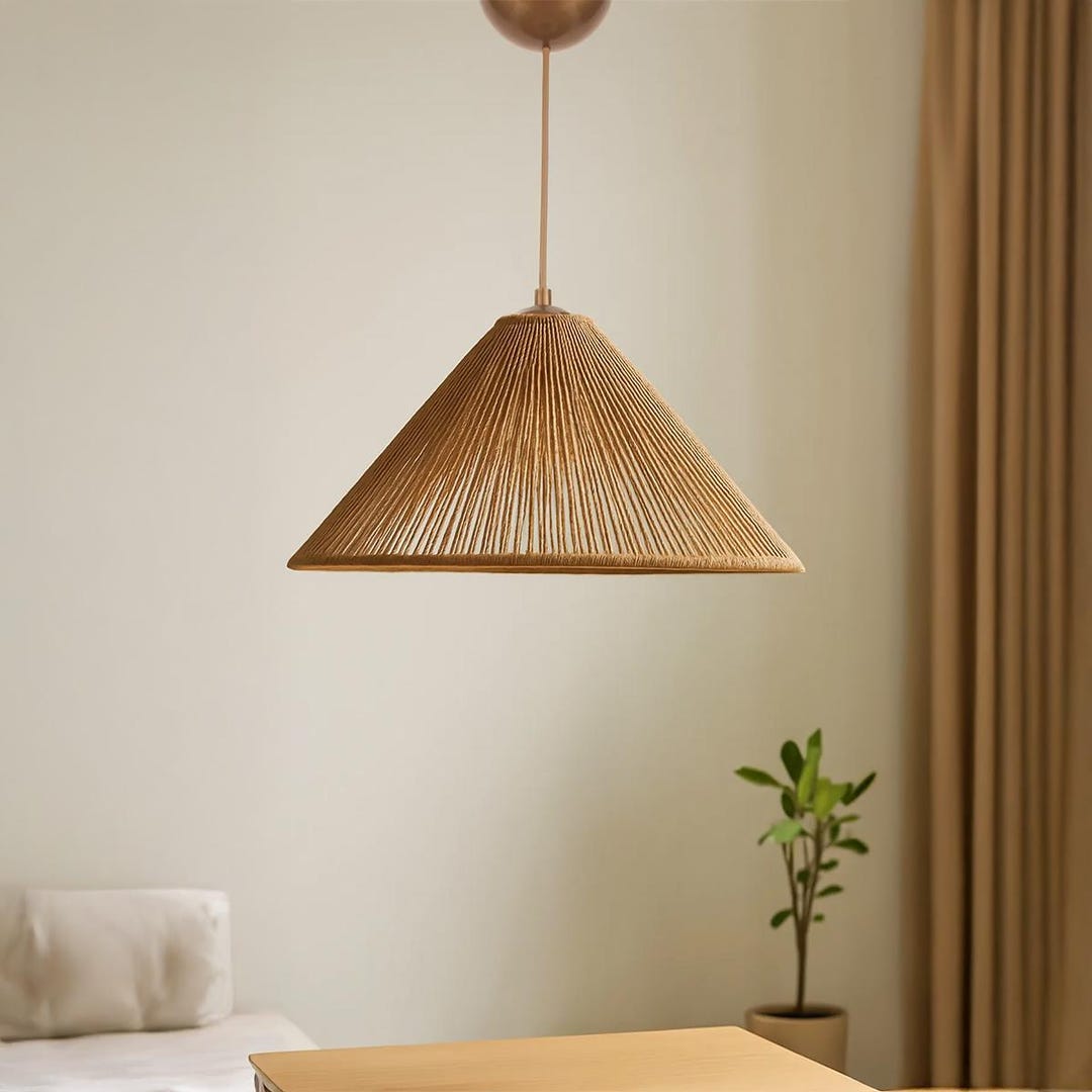 Handcrafted Jute Pendant Lamp, Modern Bohemian Ceiling Light, Eco ...