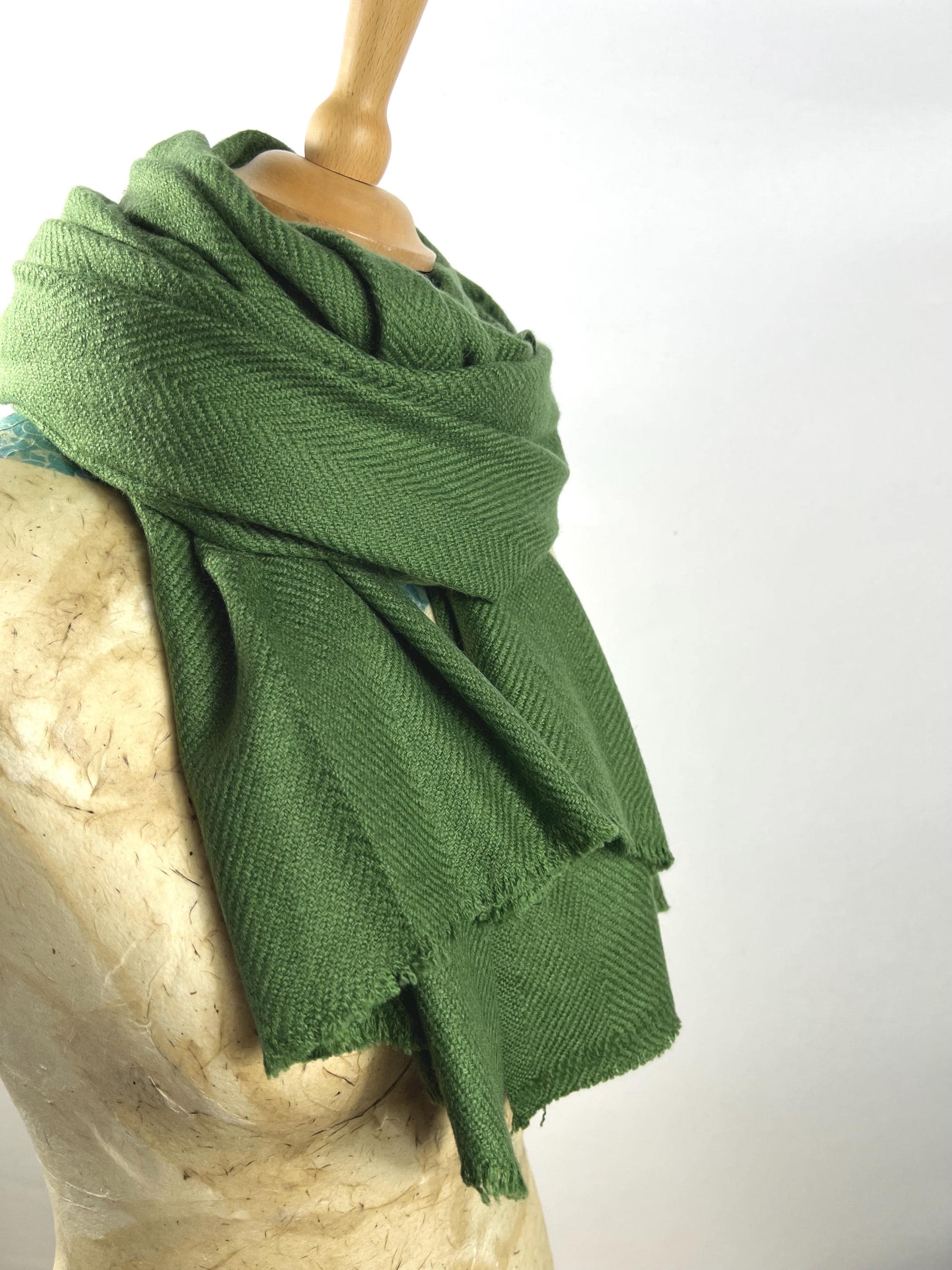 Écharpe En Cachemire 100% Laine - Vert Sapin - Chic, Chaude, Qualité Top - Cadeau Idéal