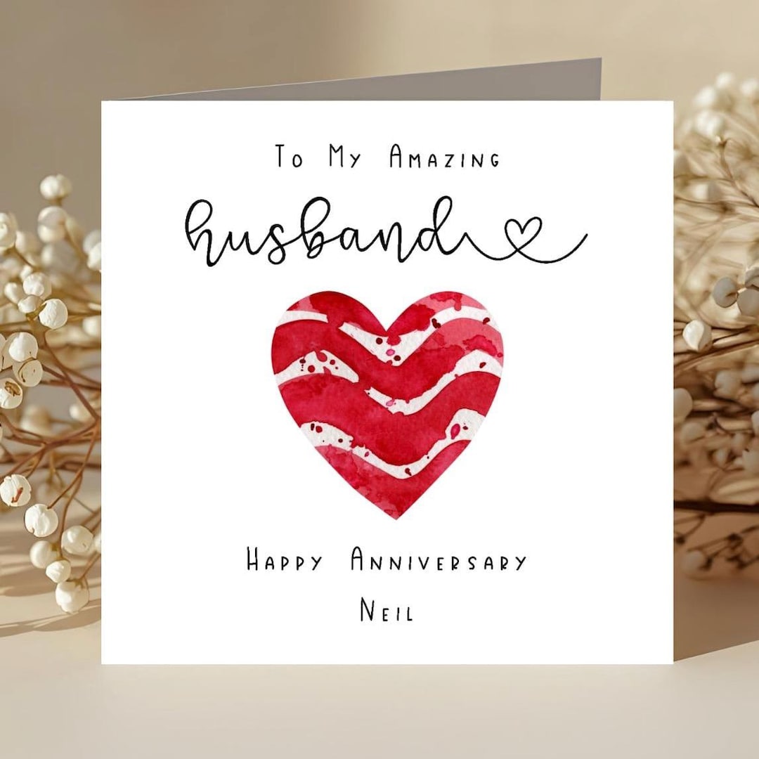 Personalised Anniversary Card for Husband | Romantic Heart Design - Etsy UK