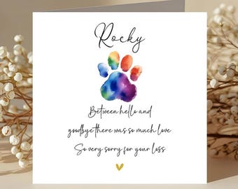 Personalised Pet Loss Card | Rainbow Pawprint Sympathy Card