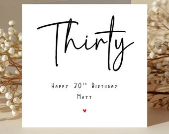 Happy 30th Birthday card with name - Personalised