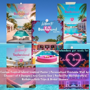Editable Tropical Party Poster – Choose 1 of 5 Canva Designs, Personalized Welcome Sign for Bachelorette or Birthday