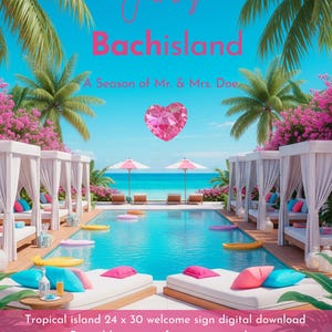 Editable Tropical Villa Welcome Sign – Personalized PDF for Bachelorette, Birthday, or Island-Style Party