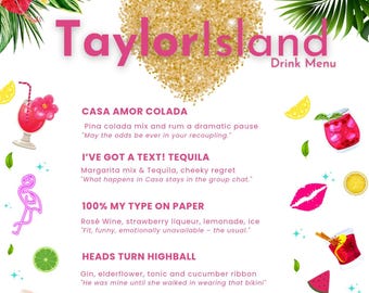 Tropical Drink Menu Template: Island Villa Party, Editable Canva Design (Digital Download)