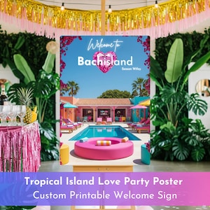 Editable Tropical Villa Welcome Poster – Personalized PDF/JPG for Bachelorette, Birthday, or Girls Night Party&quot;