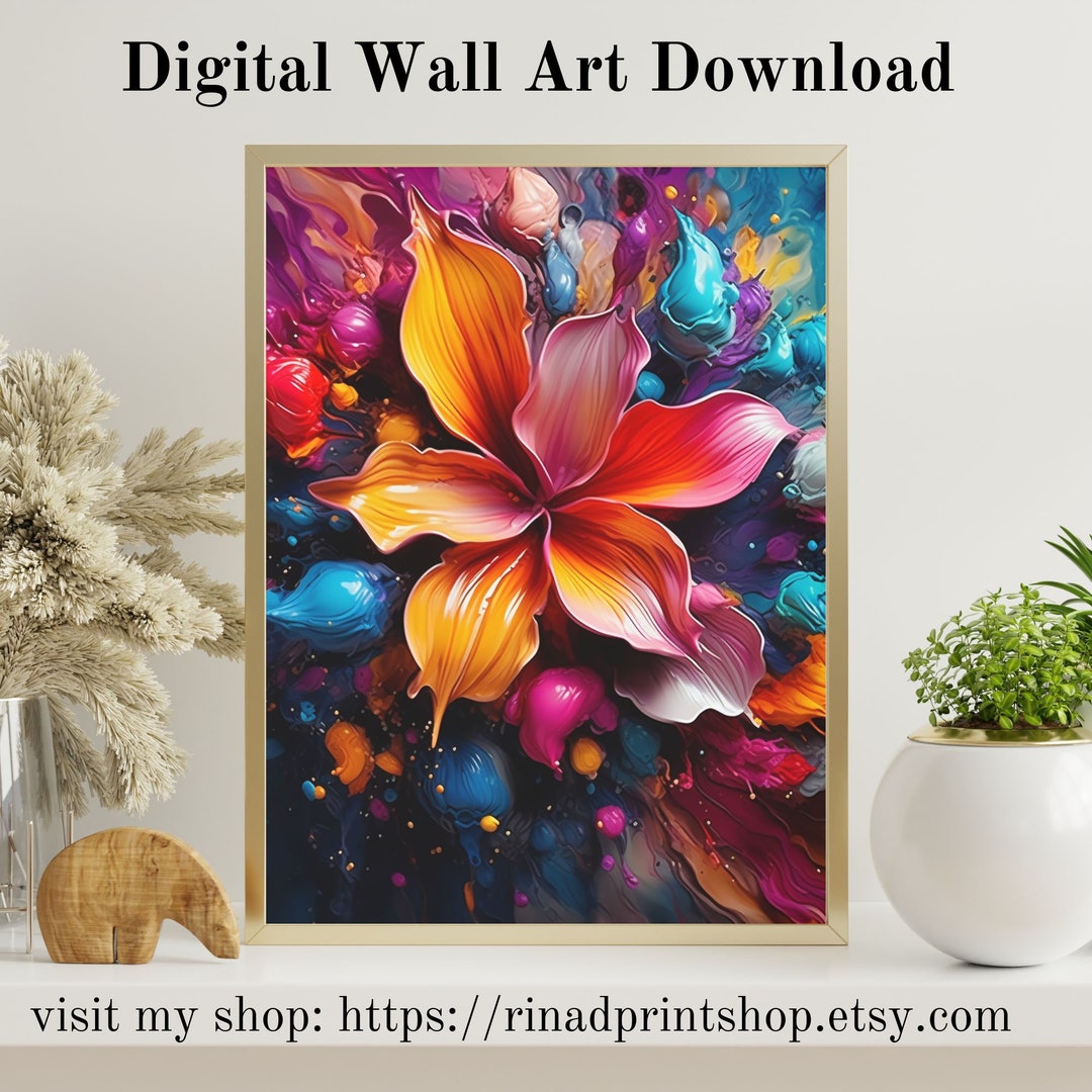 Botanical Floral Vintage Modern Wall Decor Printable Floral Poster Every Room Vibrant Nature