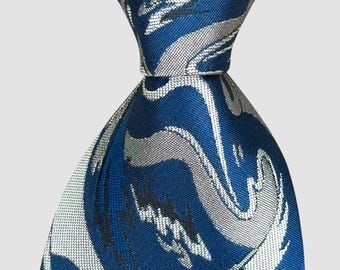 JAPAN necktie  - 80's vintage silk tie rare wave design made in Japan