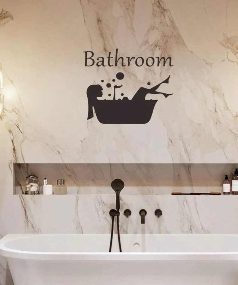 Bathroom Door Sticker, Removable Wall Decal, Self-adhesive Decor ...