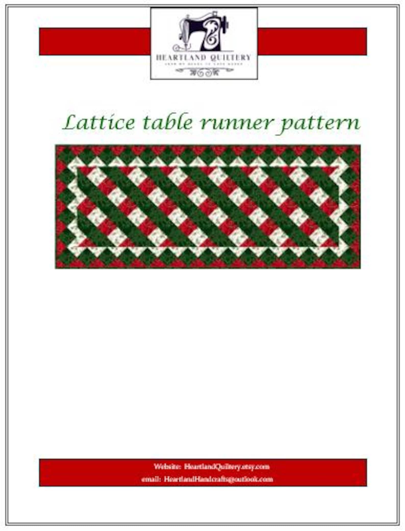St. Patrick's Day Colors Lattice Table Runner Sewing Pattern, PDF ...