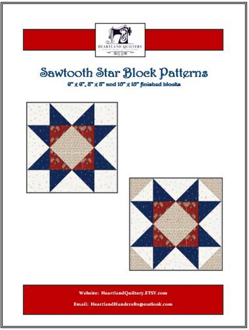 PRINTED PATTERN - (3) Sawtooth Star Block Patterns, 6