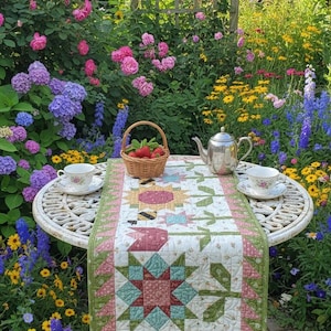 PDF DOWNLOAD - Bees and Blooms table runner pattern