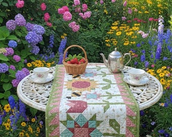 KIT - Bees and Blooms table runner with pattern and top fabric included
