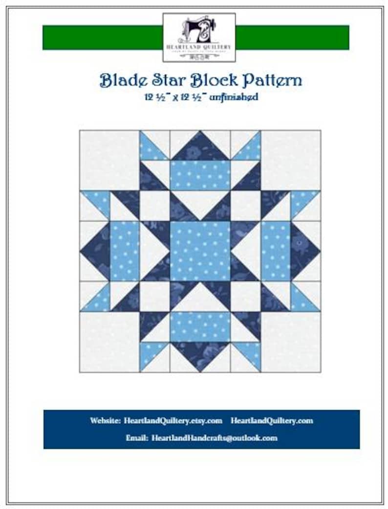 PRINTED PATTERN - Blade Star Block Pattern, 12 1/2