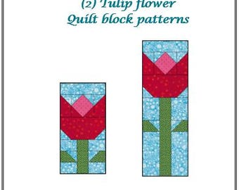 Tulip Flower Quilt Block Pattern: Two Sizes (PDF Download)