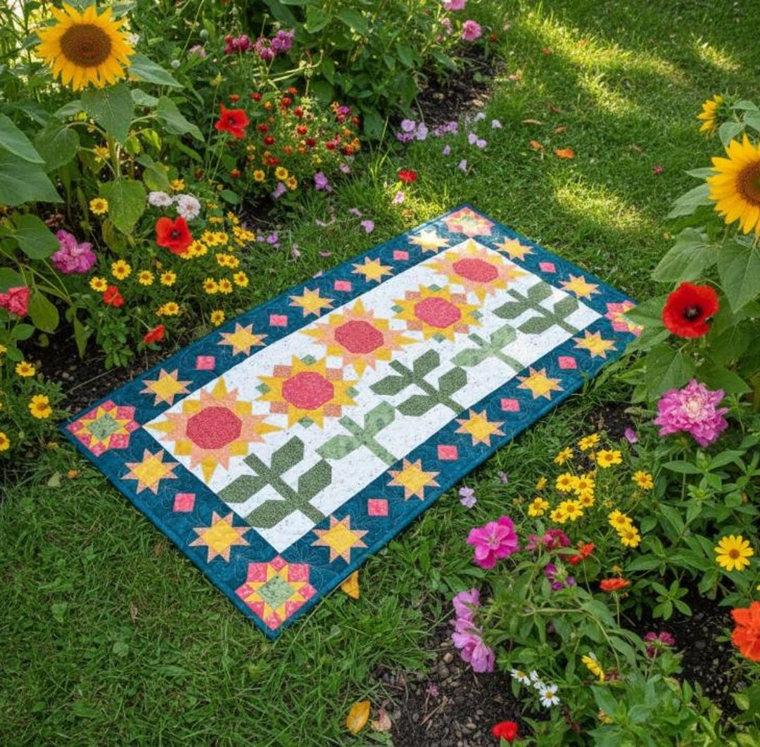 Stunning Sunflowers Table Runner Quilt Pattern, 24 1/2" X 48 1/2", PDF ...