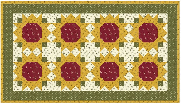 ひまわりのテーブルランナーパターン：花柄縫製プロジェクト（PDF