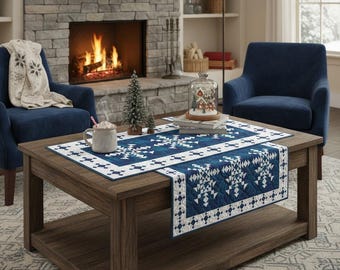 Quilty Snowflakes table runner pattern, 51" x 25 1/2" (PDF DOWNLOAD)