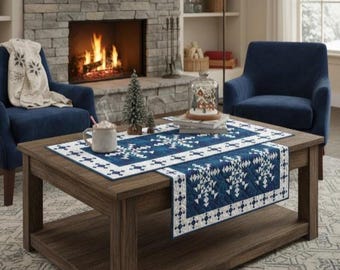 PDF DOWNLOAD - Quilty Snowflakes table runner pattern, 51" x 25 1/2"