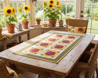 Sunflowers Table Runner Pattern: Floral Sewing Project (PDF Download)