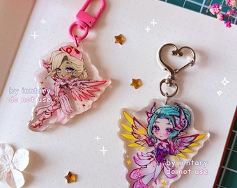 Llavero de Mercy de Overwatch 2 / Llavero de Mercy de Sugar Plum Fairy, amuleto de Mercy Zombie Doctor / Amuleto principal de Mercy / Amuleto acrílico de doble cara de 6,35 cm