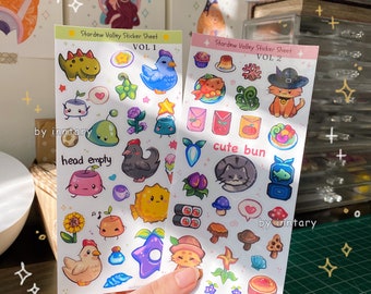 Hoja de pegatinas de Stardew Valley / Hoja de pegatinas de animales, Junimo, Slime, Granja, Pegatinas de Stardew para papelería / juegos, regalo acogedor kawaii, regalo para gamers