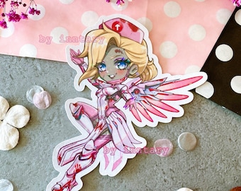 Mercy Zombie Doctor Overwatch 2 sticker | Holographic Vinyl Sticker | 4" chibi Mercy | FANMADE ow2