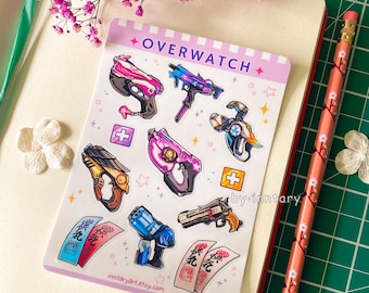 Overwatch Sticker Sheet | A6 size | Overwatch stickers | Cute funny kawaii gift