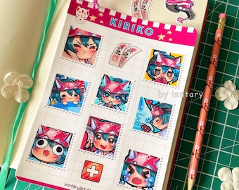 Feuille d'autocollants Kiriko | Autocollants Overwatch 2 | Format A5 | de jeu pour ordinateur portable Bullet Journal Stickers | Cadeau kawaii amusant et mignon