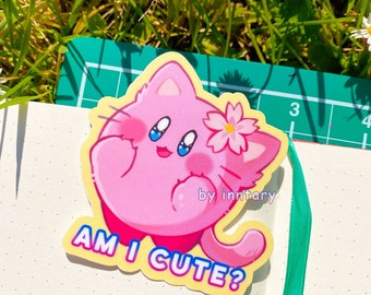 Pegatina de Kirby de gato / Arte de juego acogedor e impermeable - Pegatina de Nintendo, Pegatina de consola - Pegatina de videojuego