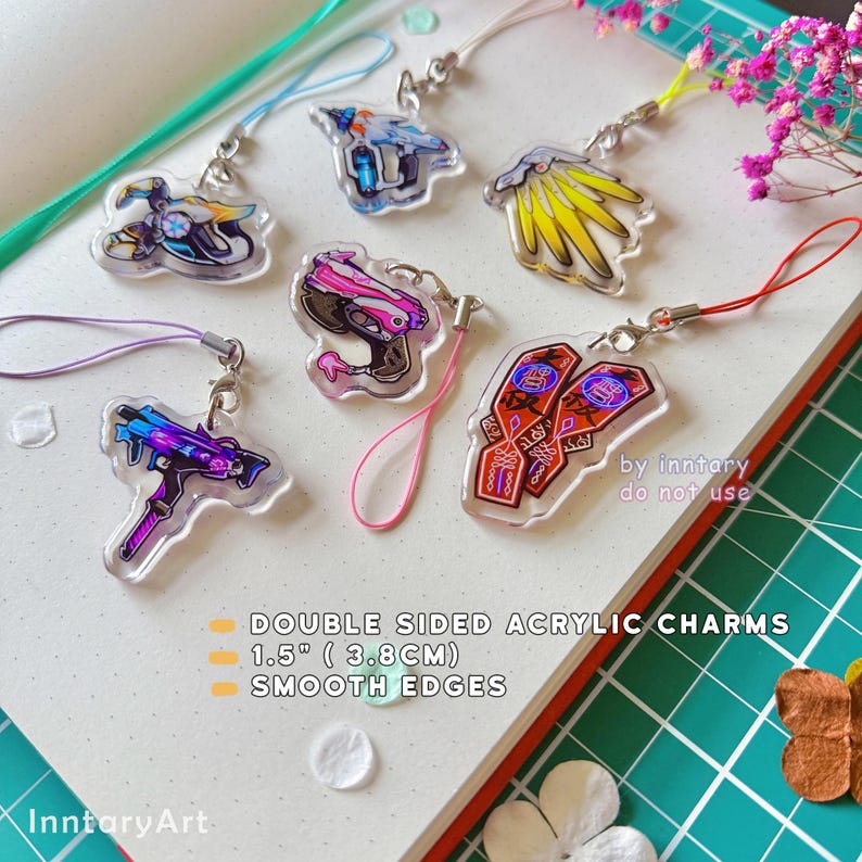 Overwatch 2 Handyanhänger | OW2 Schlüsselanhänger 1.5" - DVA, Mercy, Sombra, Kiriko, Symmetra, Juno | Overwatch Schlüsselanhänger - Gaming Geschenke Bild 2