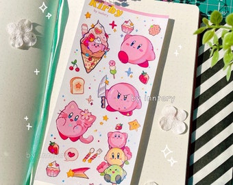 Kirby Poyo Desserts Sticker Sheet | Videogame sticker Sheet | Bujo bullet journal and planner polco stickers | Kirby Sticker Sheet
