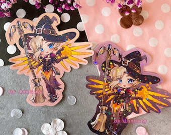 Witch Mercy Overwatch 2 sticker | 3.5" chibi Mercy | cute for laptop bullet journal water bottle, FANMADE ow2