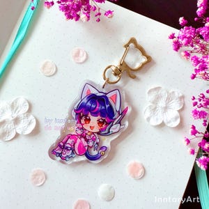 Llavero Juno de Overwatch 2 con Gato Rosa / Charm de Overwatch 2 / Charm principal de Juno / Charm acrílico de doble cara de 6,35 cm